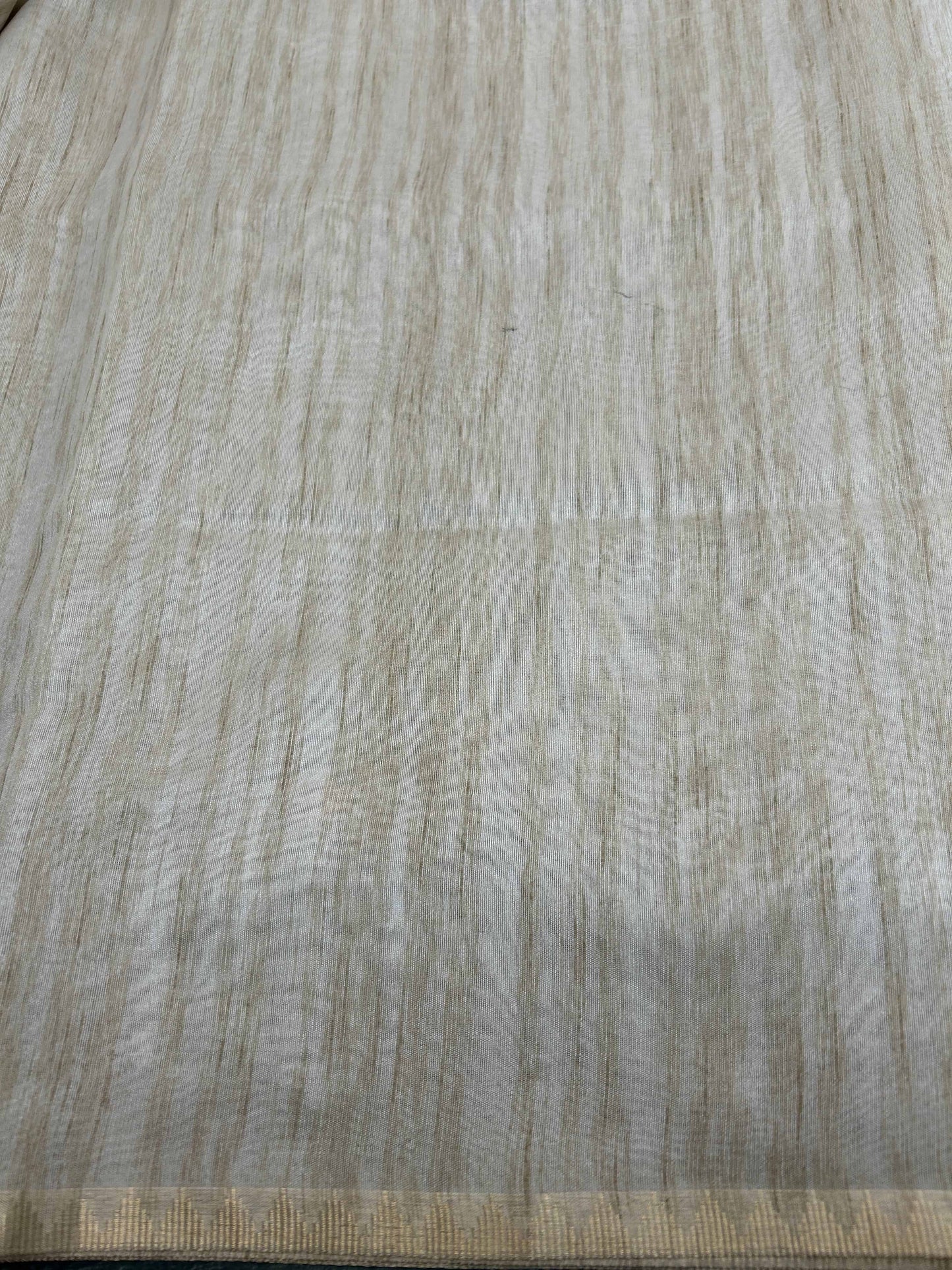 Cream threadwork tusser banarasi silk saree Niaura