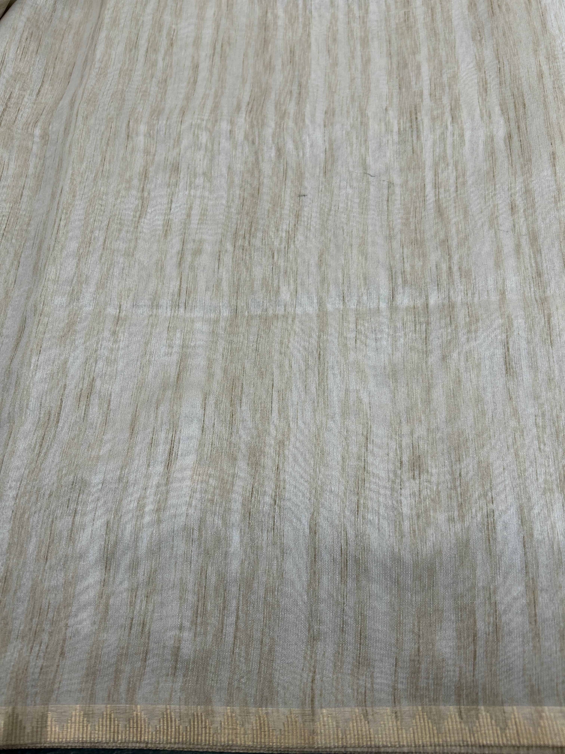 Cream threadwork tusser banarasi silk saree Niaura