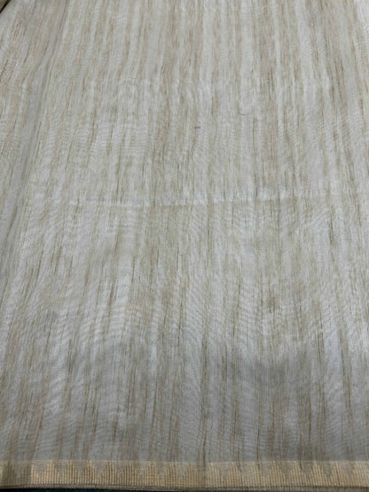 Cream threadwork tusser banarasi silk saree Niaura