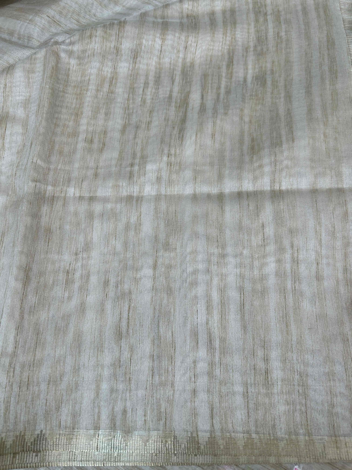Cream threadwork tusser banarasi silk saree Niaura
