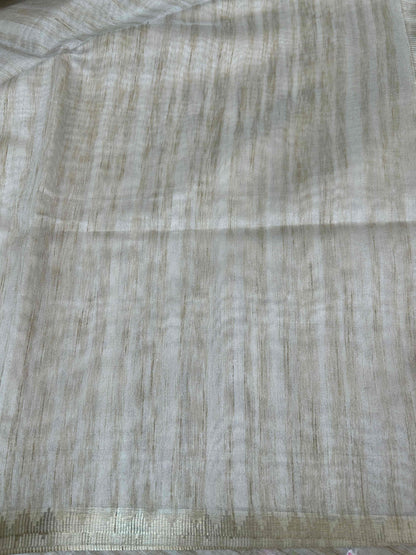 Cream threadwork tusser banarasi silk saree Niaura