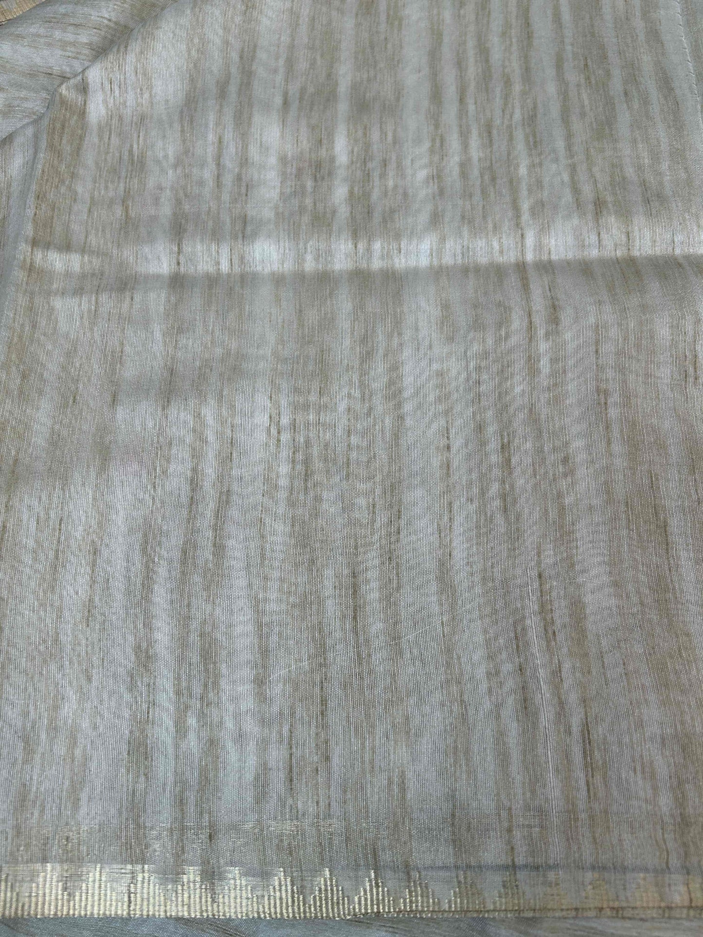 Cream threadwork tusser banarasi silk saree Niaura