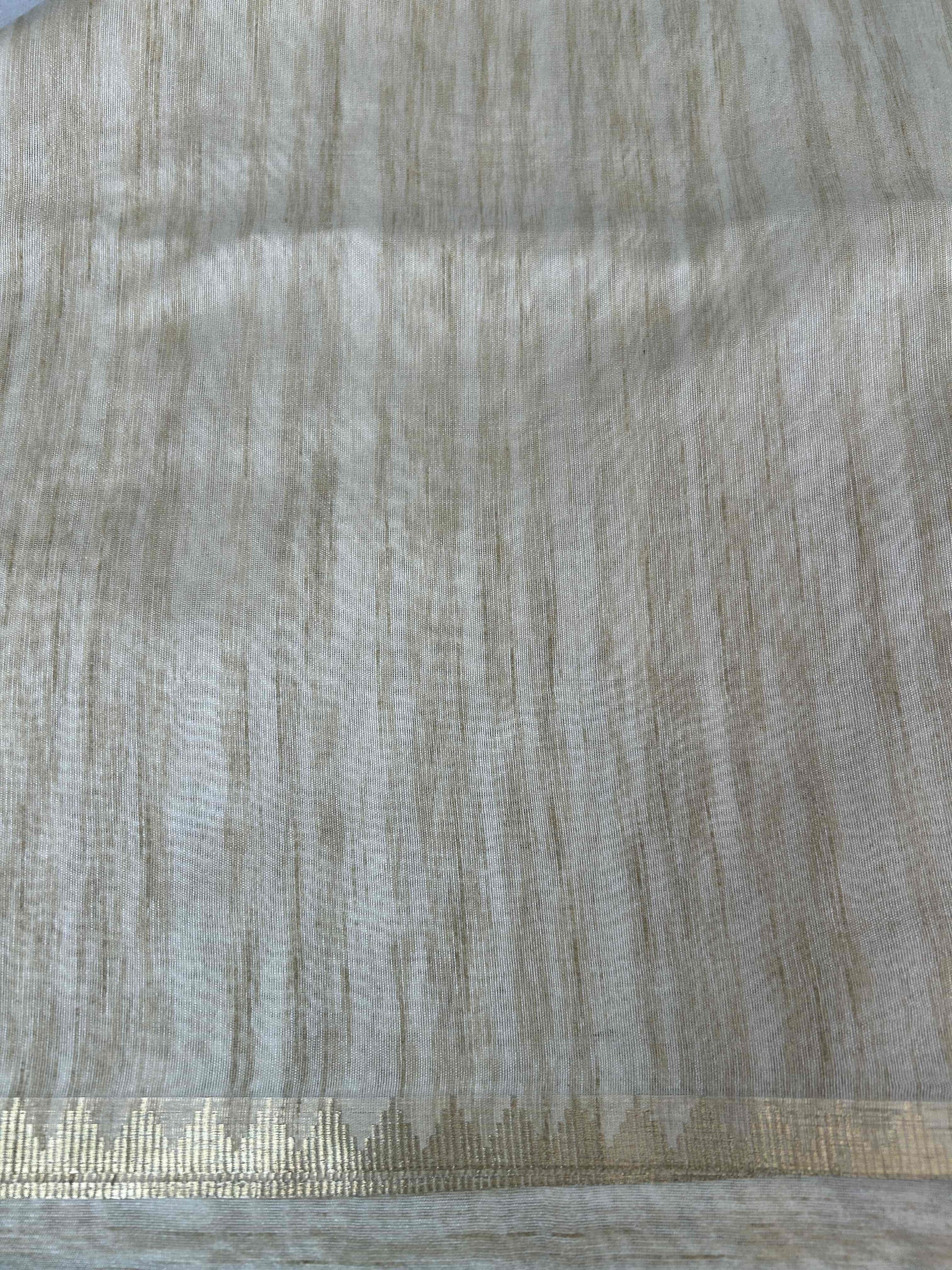 Cream threadwork tusser banarasi silk saree Niaura
