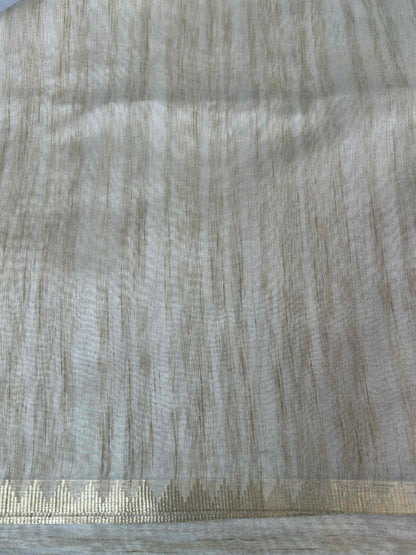 Cream threadwork tusser banarasi silk saree Niaura