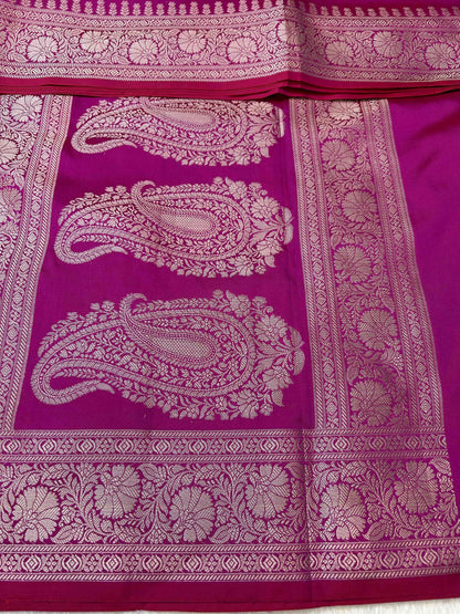 Purple with threadwork katan banarasi silk saree Niaura