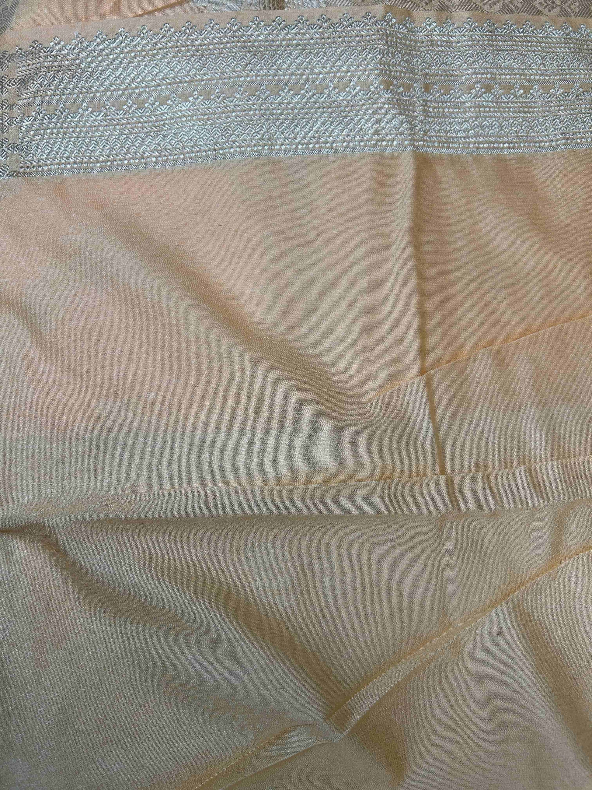Peach with meenakari boarder tissue banarasi silk saree Niaura