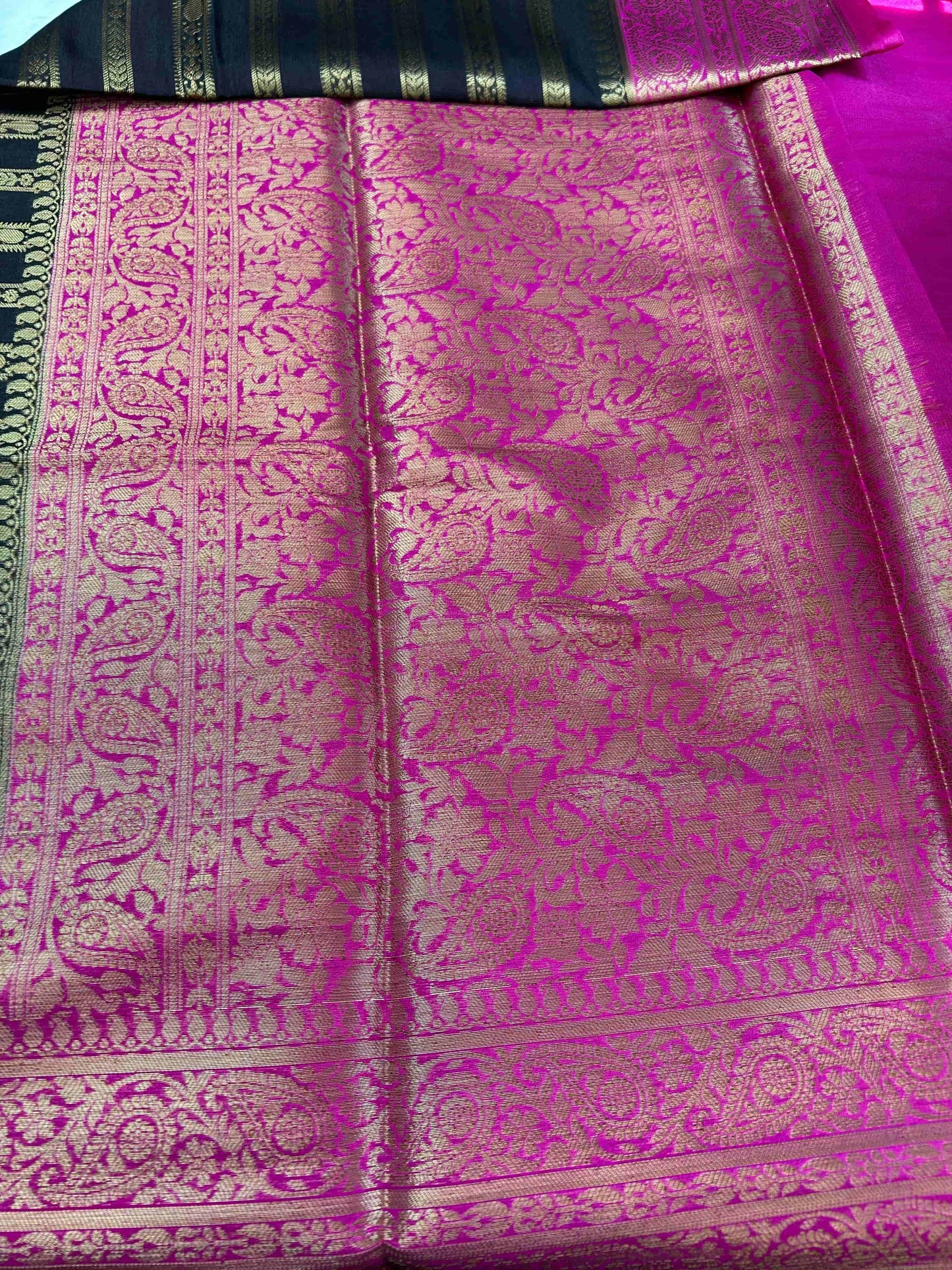 Black stripe pattern dupian banarasi silk saree Niaura