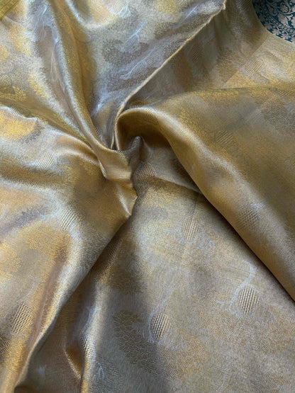 Gold tissue with green boarder banarasi silk saree Niaura