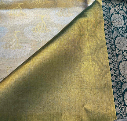 Gold tissue with green boarder banarasi silk saree Niaura