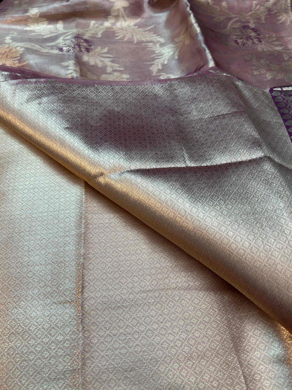 Gold tissue with deep wine boarder banarasi silk saree Niaura