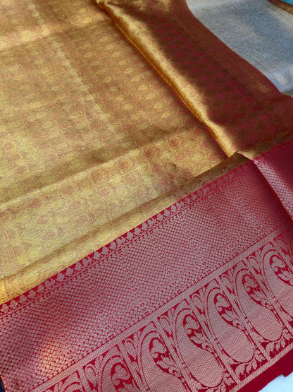 Gold tissue with red boarder banarasi silk saree Niaura