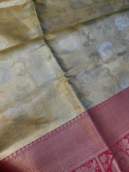 Gold tissue with red boarder banarasi silk saree Niaura