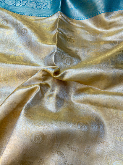 Gold tissue with blue boarder banarasi silk saree Niaura