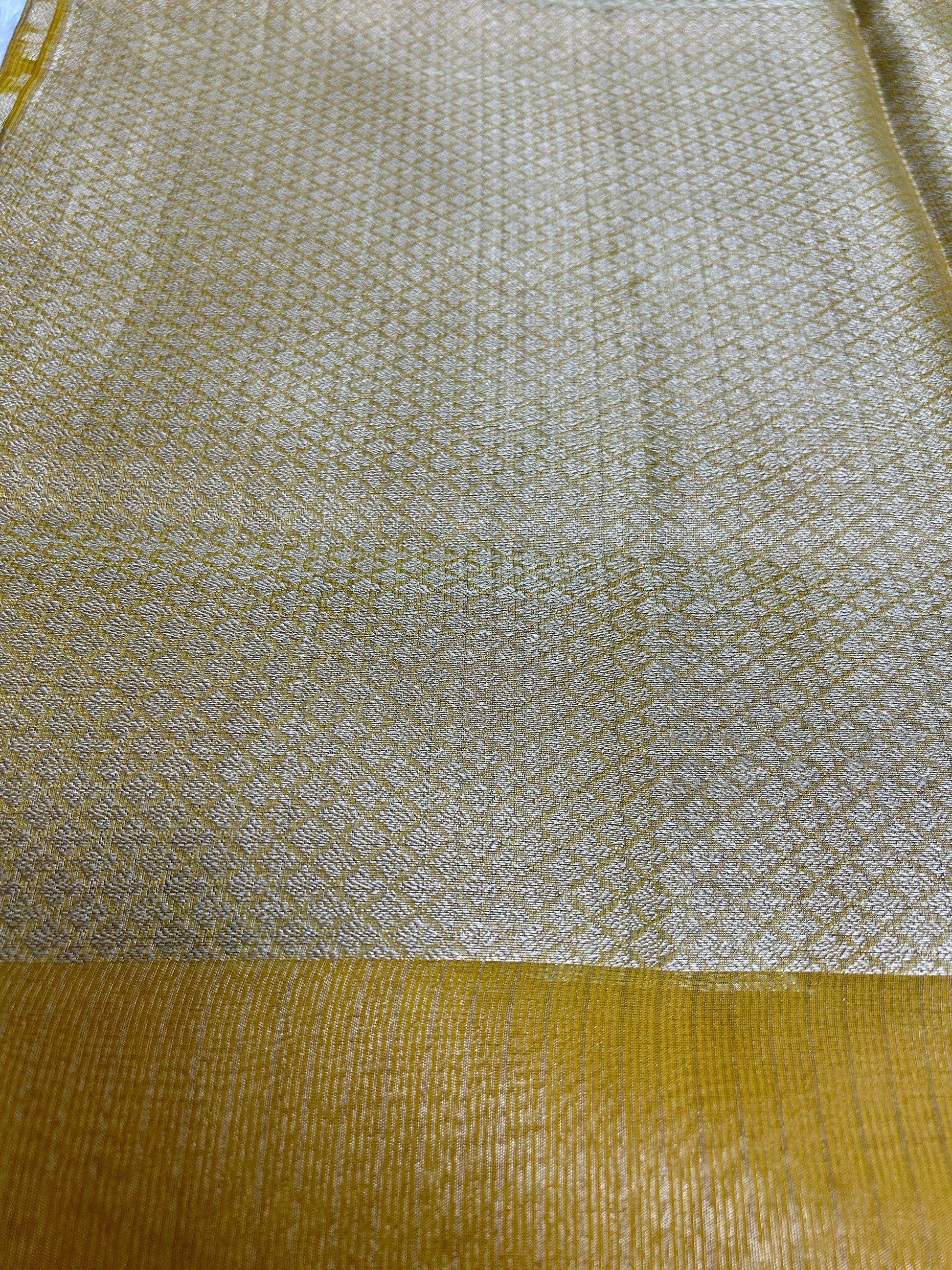 Yellow silver zari kota tissue banarasi silk saree Niaura