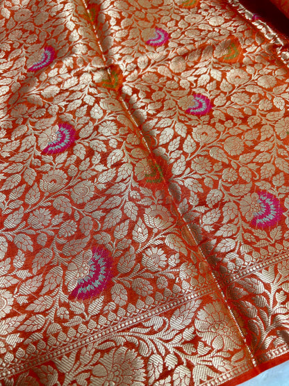 Purple jaal meenakari work georgette banarasi silk saree Niaura