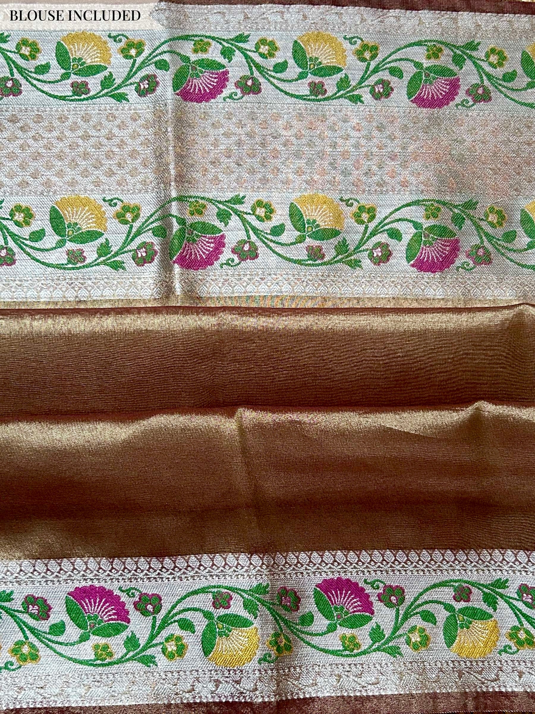 bronze blouse piece zari border