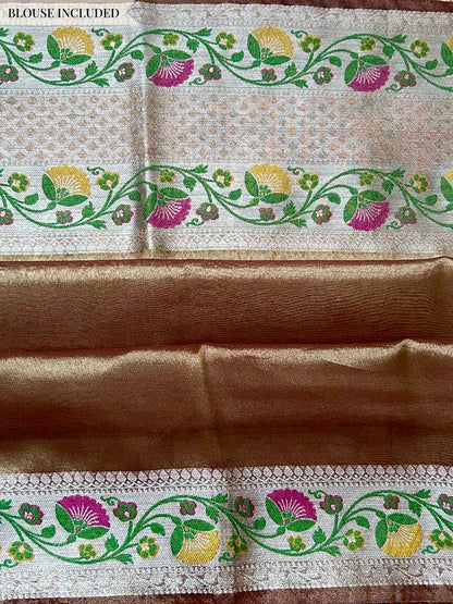 bronze blouse piece zari border