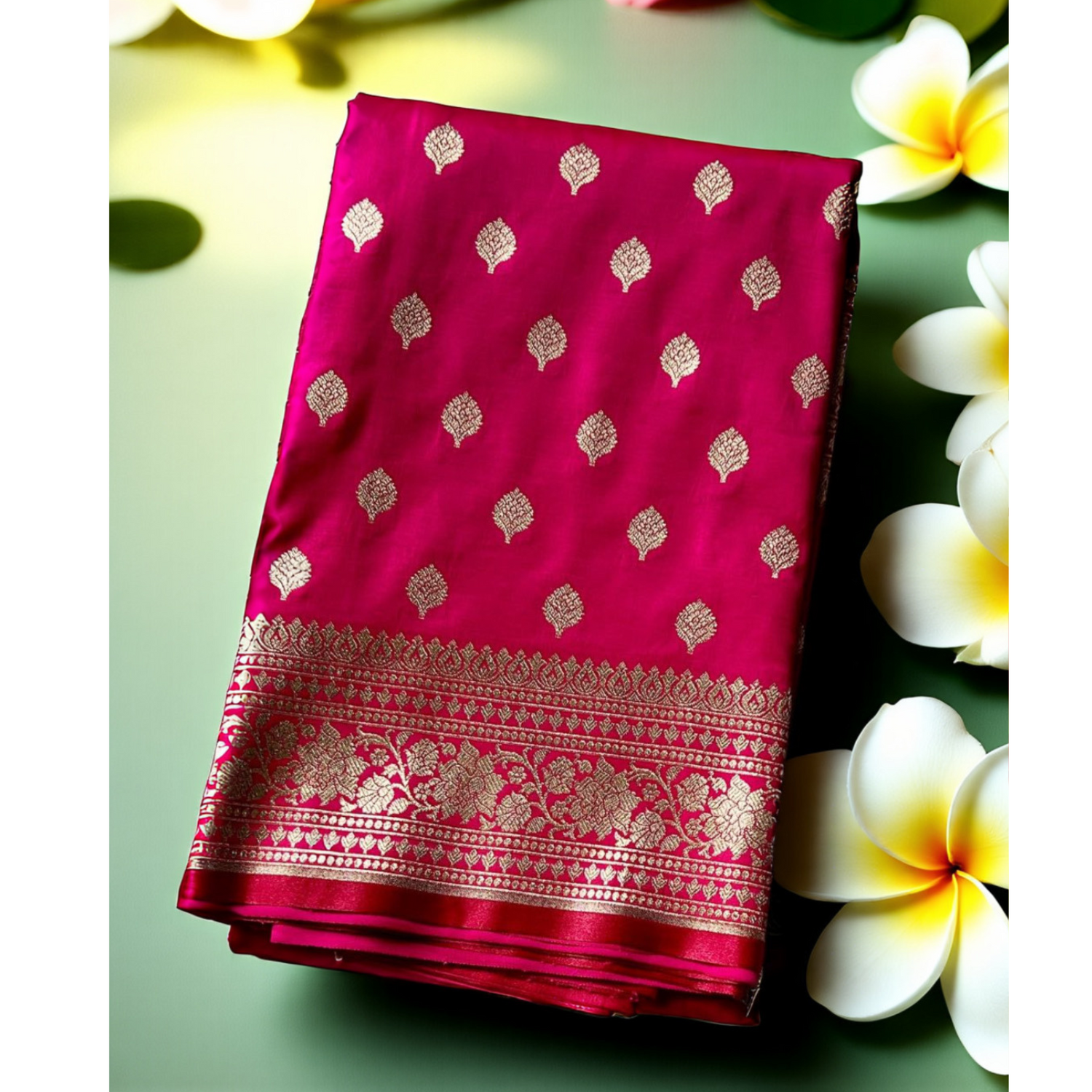 Pink satin banarasi silk saree Niaura