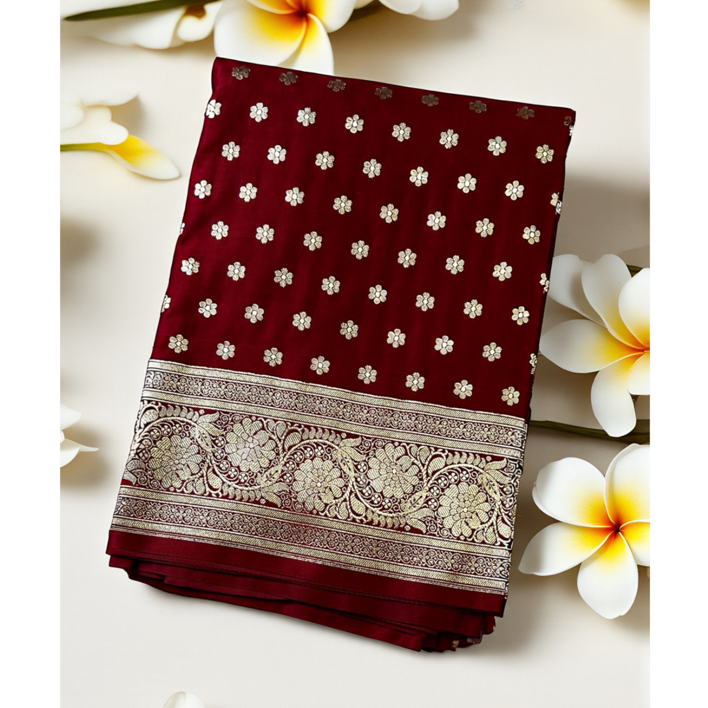 Maroon bridal katan banarasi silk saree Niaura